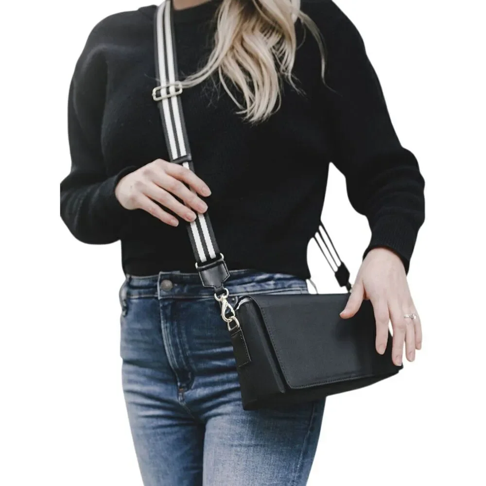 Tote Savvy Black Compact Baby Diaper Crossbody Bag Change Kit